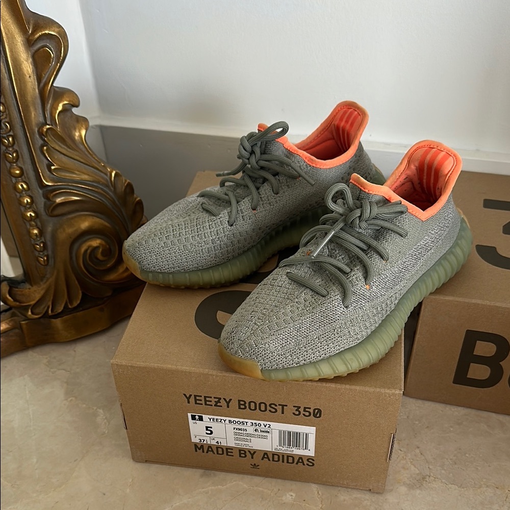 Adidas Yeezy Boost 350 V2 Gray and Orange Sneakers